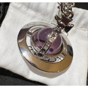 Vivienne Westwood Nana Big Orb Necklace Pendant Purple Silver Color